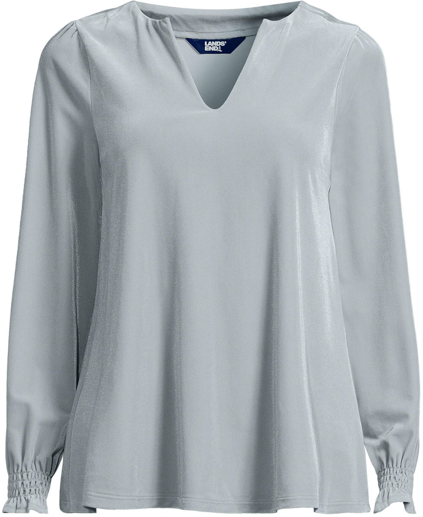 Женская блузка Lands' End Plus Size Long Sleeve Velvet, цвет: Серебряный морозный — фото 3