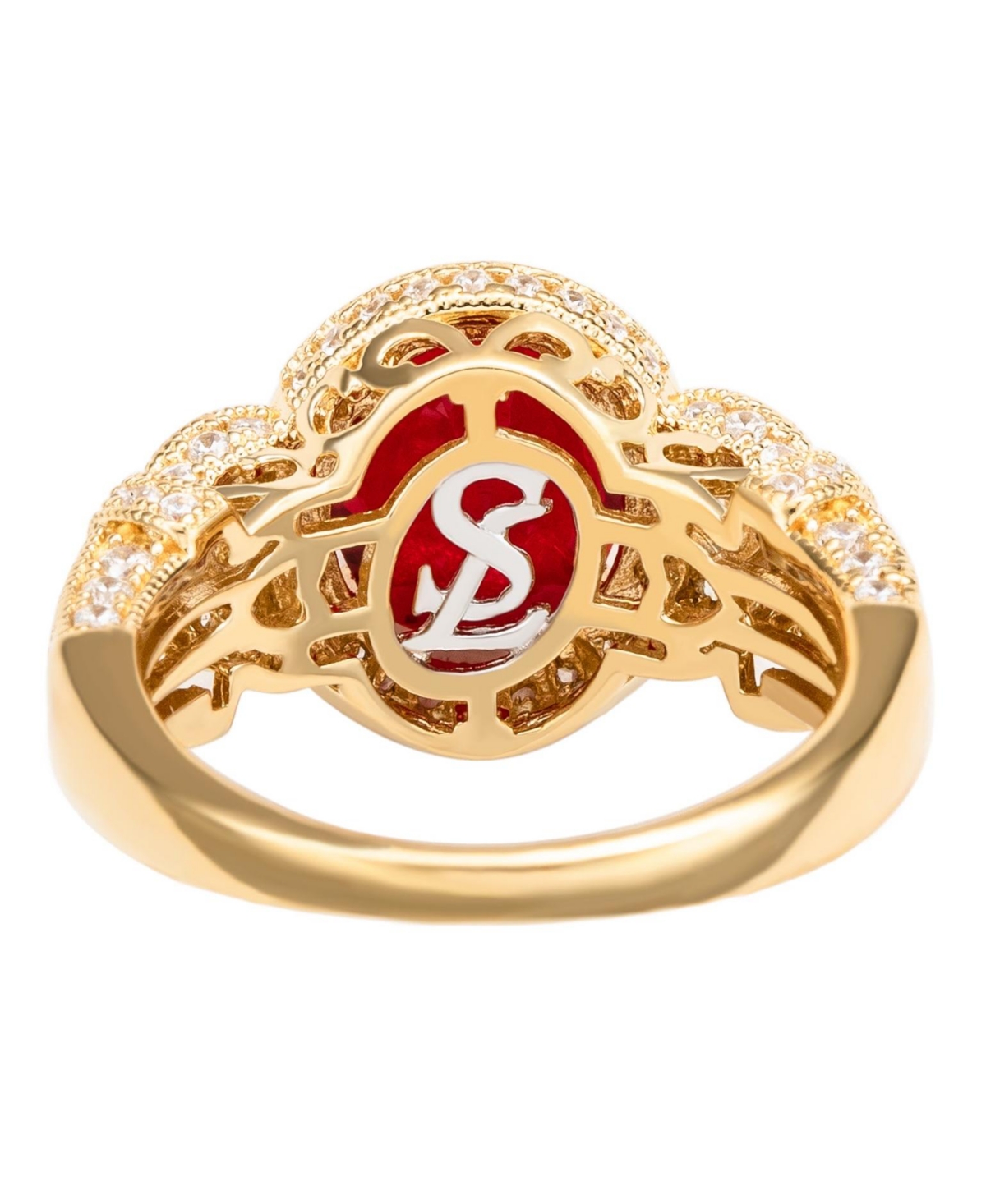 Suzy Levian Sterling Silver Oval Cubic Zirconia French Filigree Ring