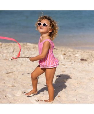 Girls Stripy Sunset Sustainable Skirt Swimsuit