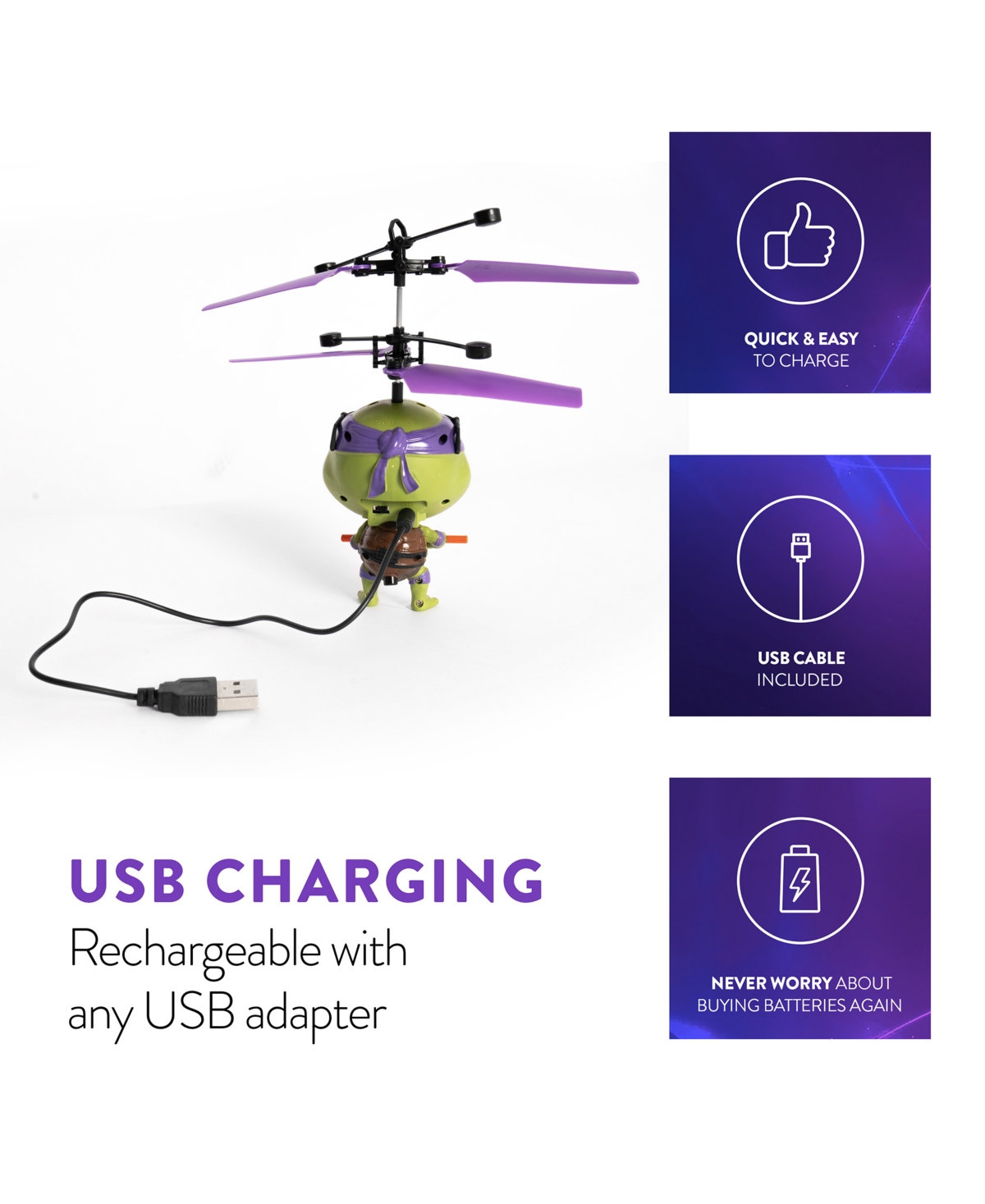 World Tech Toys Tmnt Donatello Flying Ufo Helicopter In Multi