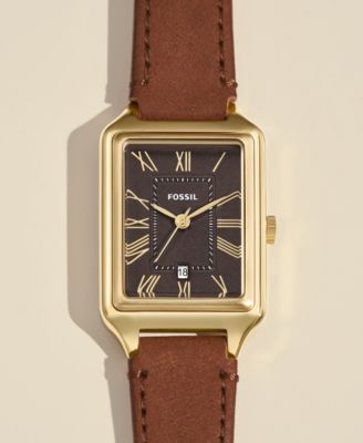 Women's Raquel Three-Hand Date Medium Brown Genuine Leather Watch, 23mm