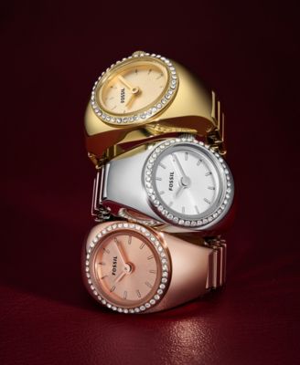 Women's Watch Ring Two-Hand Gold-Tone Stainless Steel 15mm