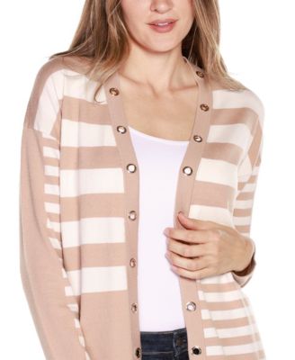 Women's Black Label Colorblocked Open-Front Cardigan Sweater