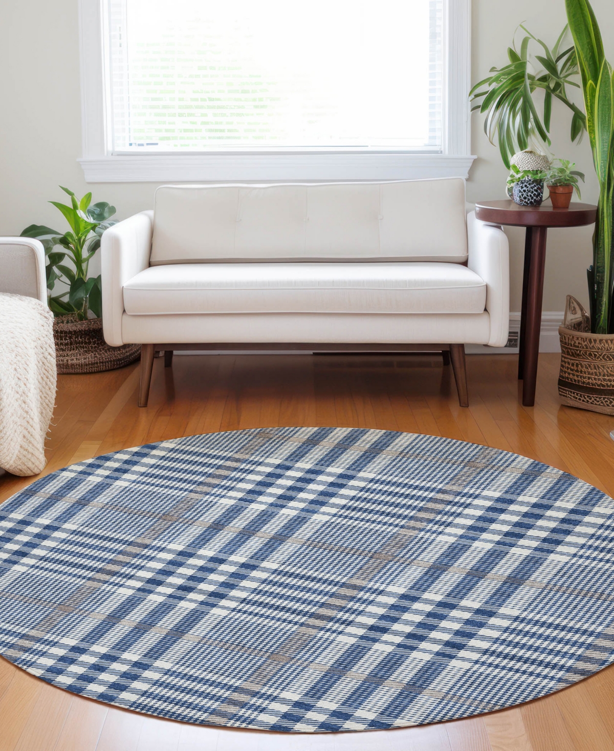 Addison Chantille Mahine Washable Acn1054 8'x8' Round Area Rug In Navy