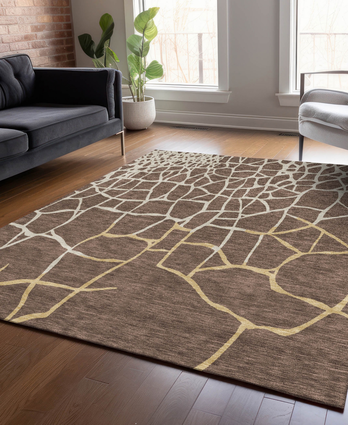 Addison Chantille Mahine Washable Acn1049 5'x7'6" Area Rug In Brown