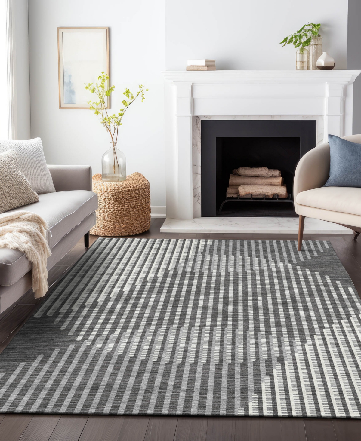 Addison Chantille Mahine Washable Acn1001 3'x5' Area Rug In Charcoal