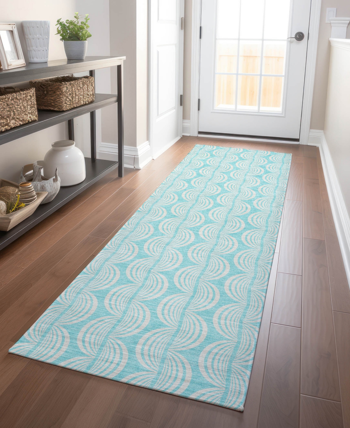 Addison Chantille Mahine Washable Acn1056 2'3"x7'6" Runner Area Rug In Aqua