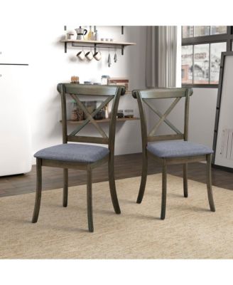 2PC Upholstered Fabric X-Back Dining Chairs