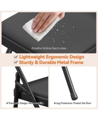 Folding Chairs 4 Pack Metal Portable Metal Chairs with Cushions