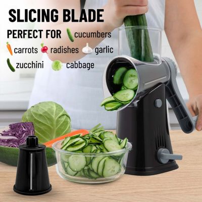 Rotary Cheese Grater with 5 Interchangeable Stainless Steel Blades