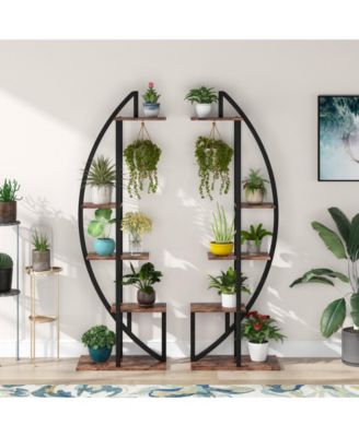 Multi-Purpose Curved Display Shelf Bonsai Flower Plant Stand Rack,5-Tier Plant Stand Pack of 2
