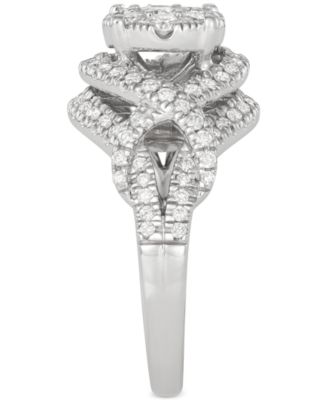 Diamond Cluster Swirl Ring (1-1/4 ct. t.w.) in 14k White Gold