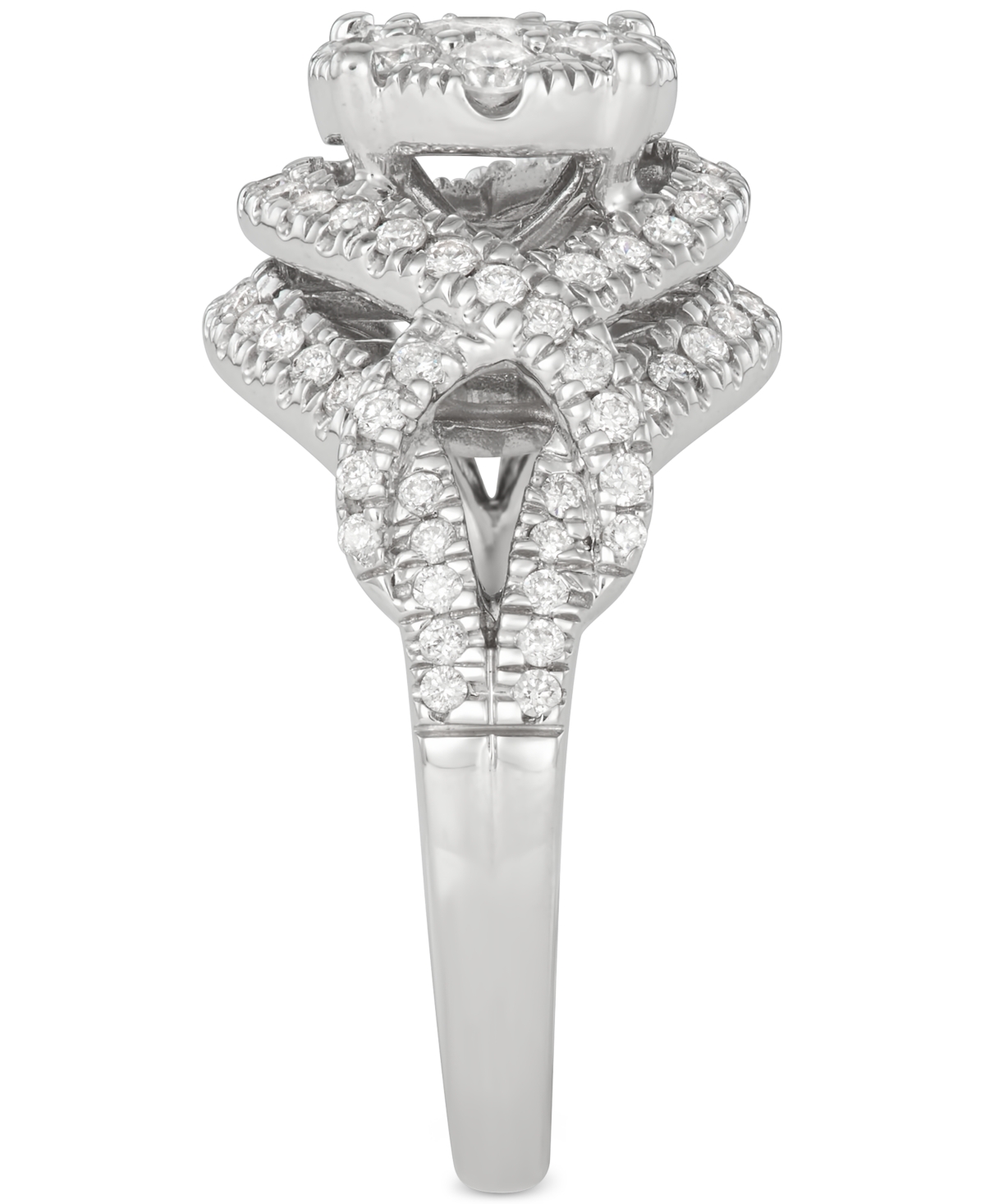 Macy's Diamond Cluster Swirl Ring (1-1/4 Ct. T.w.) In 14k White Gold In White Gold
