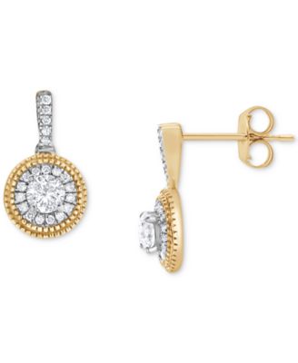 Macy's - Round Diamond Drop Earrings (1/2 ct. t.w.) in 10k Yellow Gold