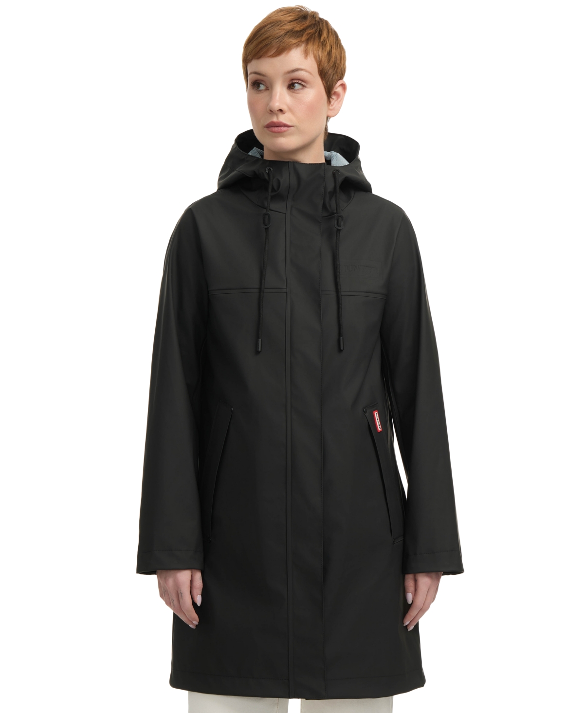 Hunter Short Rubberized Waterproof Rain Jacket In Black