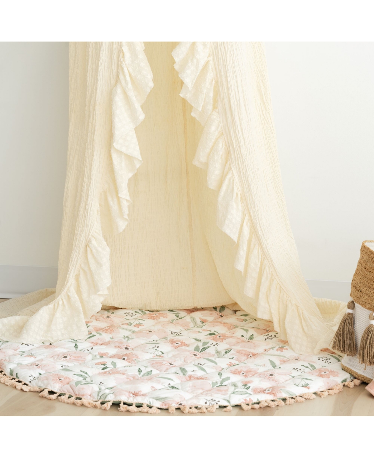 Shop Crane Baby Parker Baby Ruffled Canopy In Beige