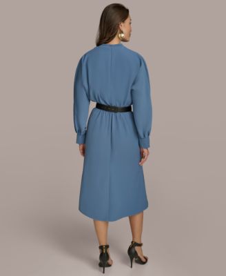 donna karan women's long sleeve embellished-waist midi dress Donna Karan: Dresses For Women