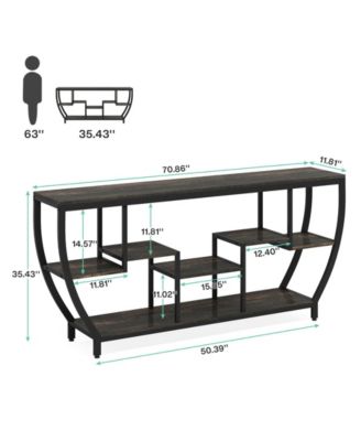Rustic Console Table with Storage and Shelves,70.9 Inch Long Industrial Entryway Table TV Stand