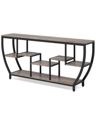 Rustic Console Table with Storage and Shelves,70.9 Inch Long Industrial Entryway Table TV Stand