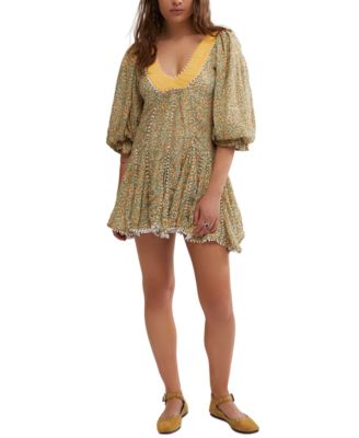 Free People Women's Bali Coral Floral-Print Mini Dress - Macy's