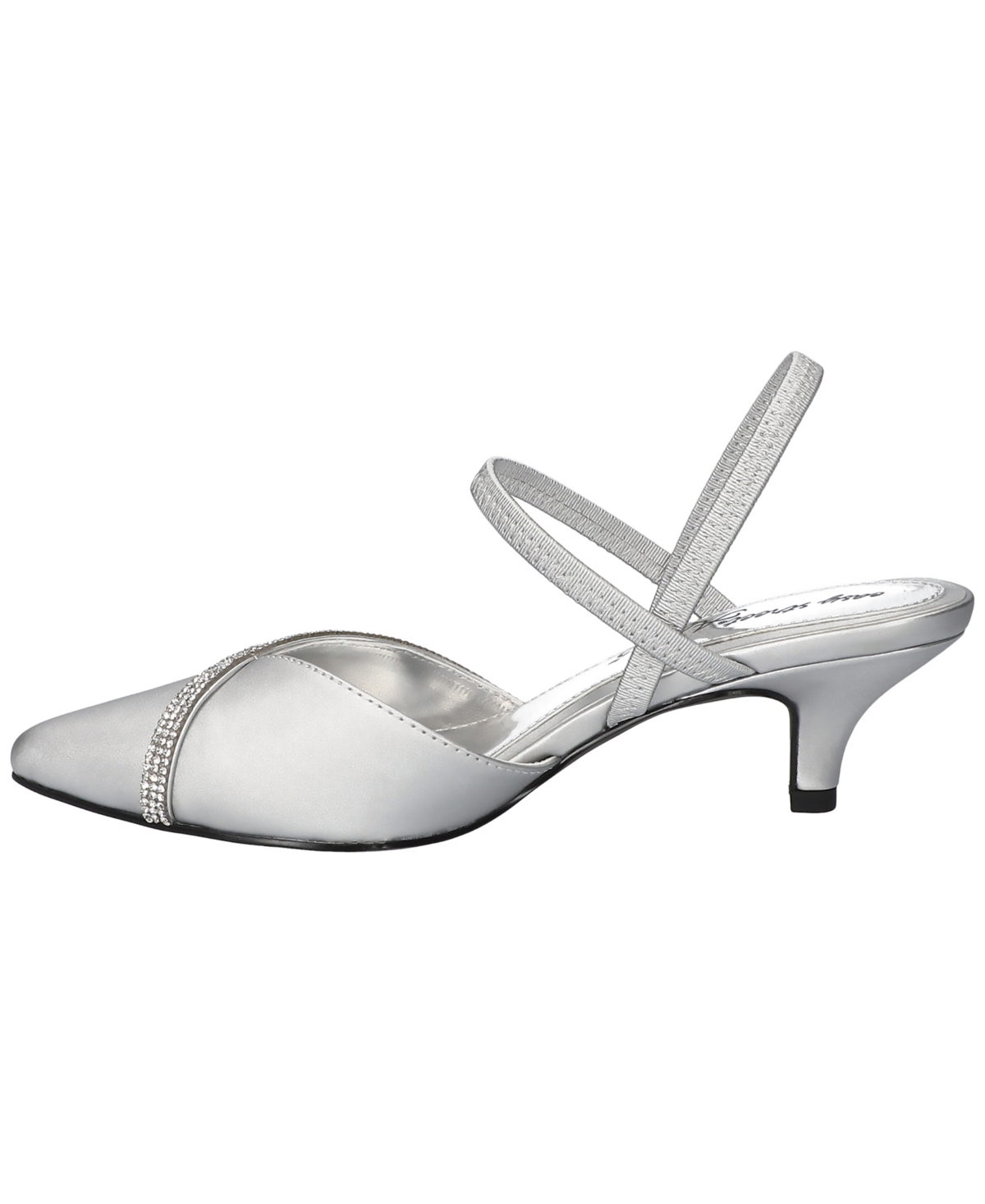 Shop Easy Street Women's Unna Slip-on Pumps In Silver Satin W,stones