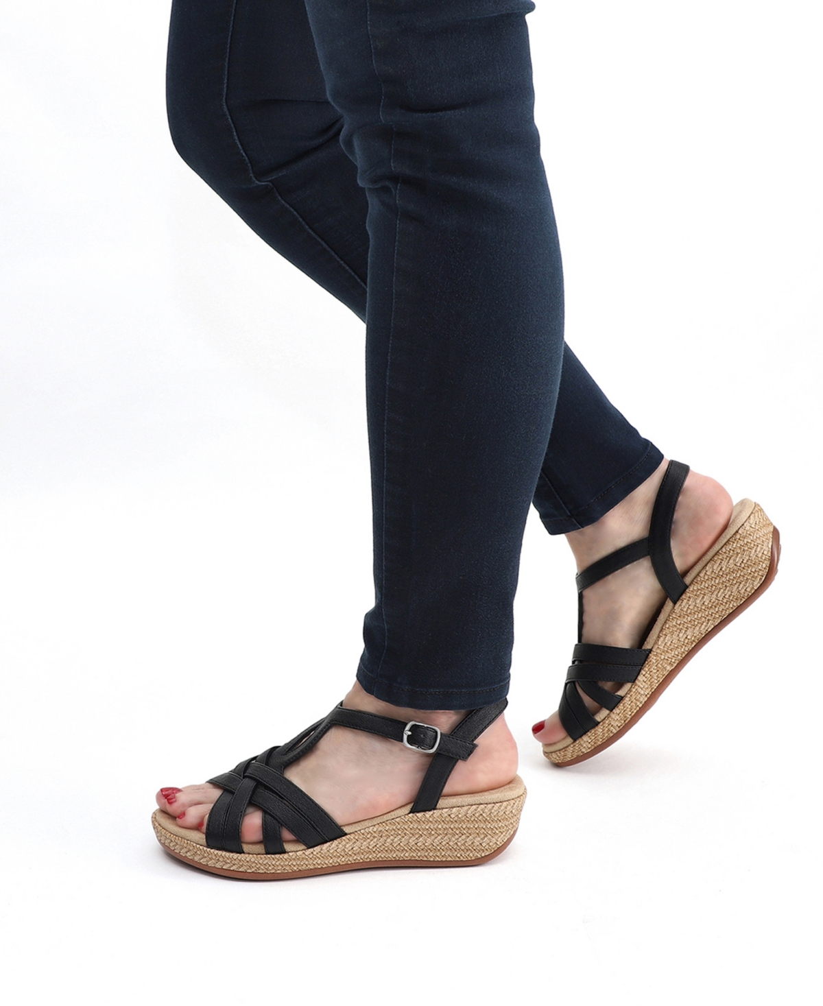 Shop Easy Street Women's Lua Wedge Heel Sandals In Black