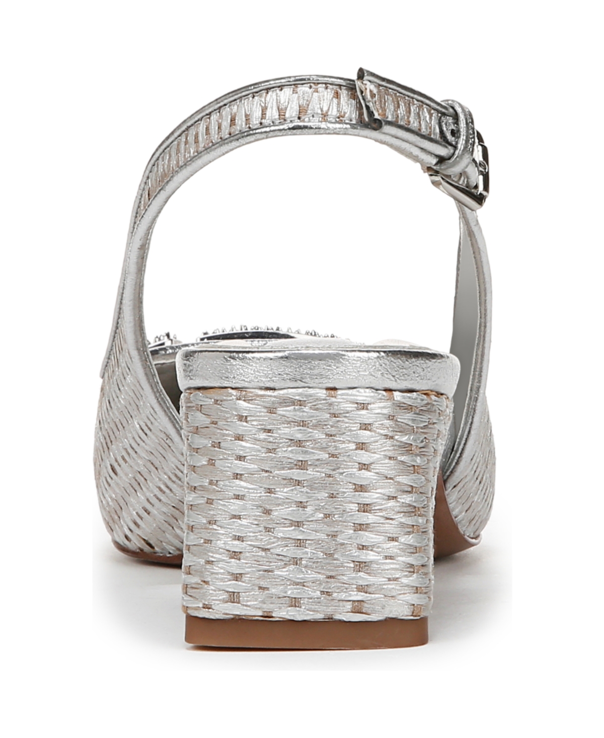 Franco Sarto Women's Racer Ornament Pointed Toe Block Heel Slingback Pumps In Silver Rope Fabric