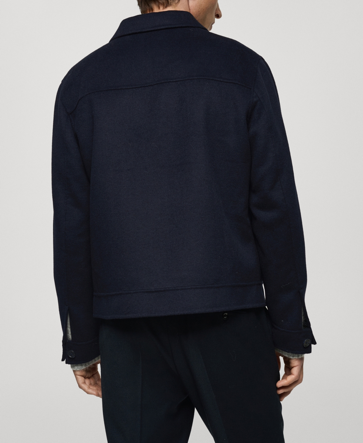 Mango Men's Zipper Detail Handmade Wool Jacket