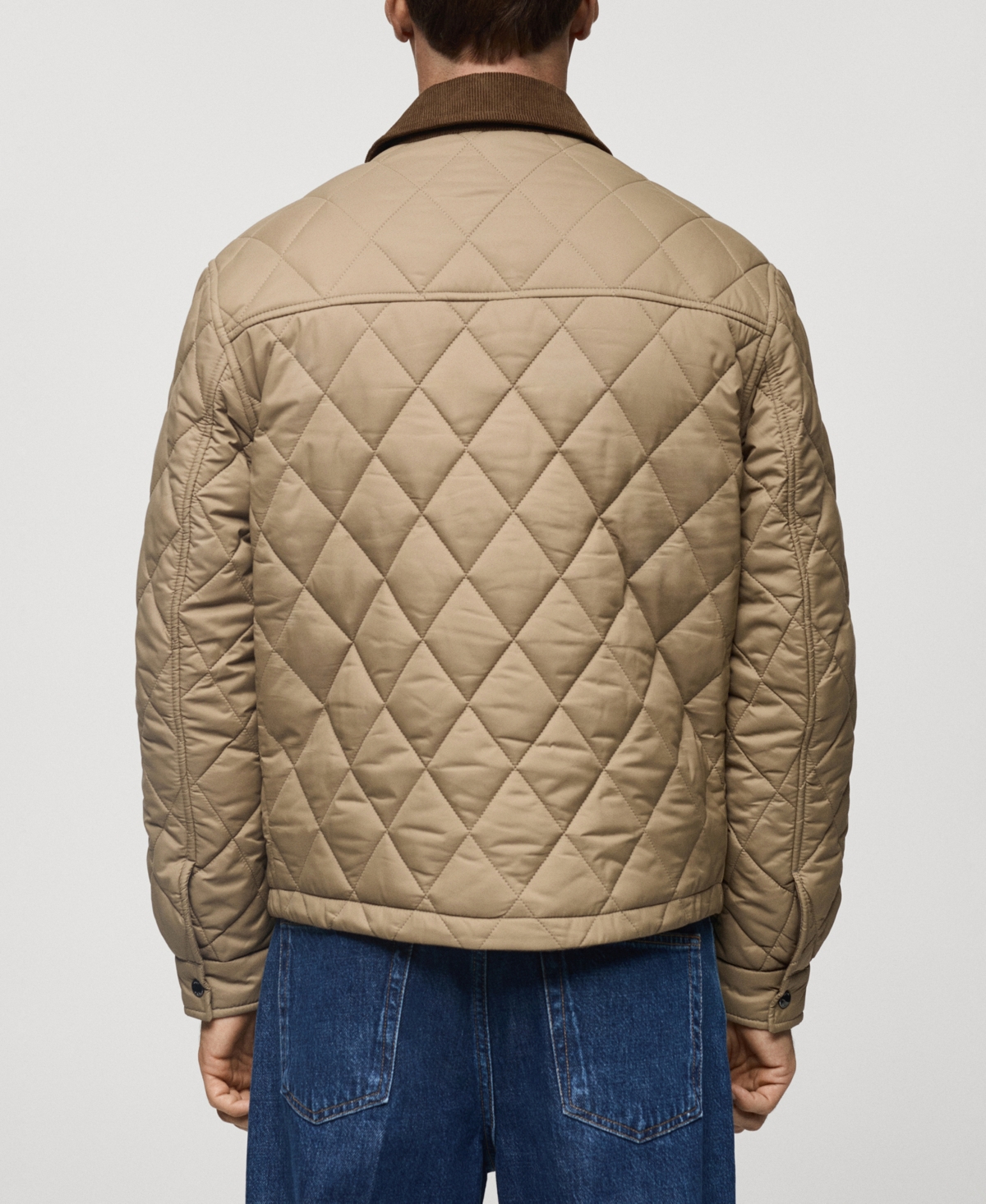 Mango Men's Corduroy Collar Quilted Jacket