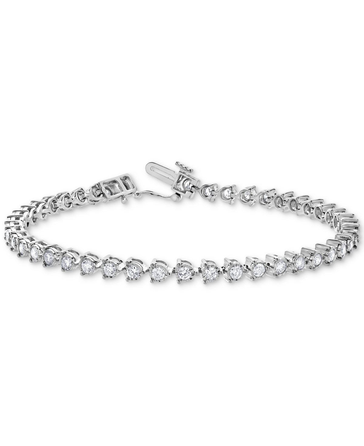 Macy's Diamond Tri Prong-set Tennis Bracelet (2-3/8 Ct. T.w.) In 10k White Gold In White Gold