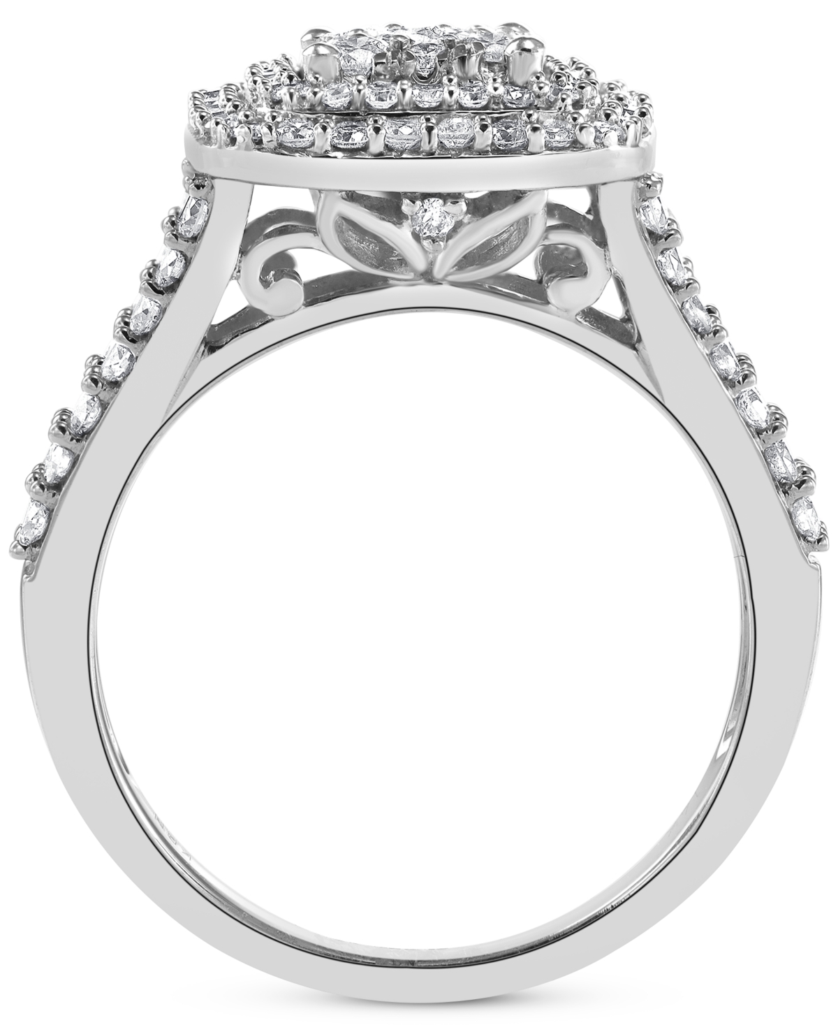 Macy's Diamond Halo Cluster Engagement Ring (1 Ct. T.w.) In 14k White Gold In White Gold