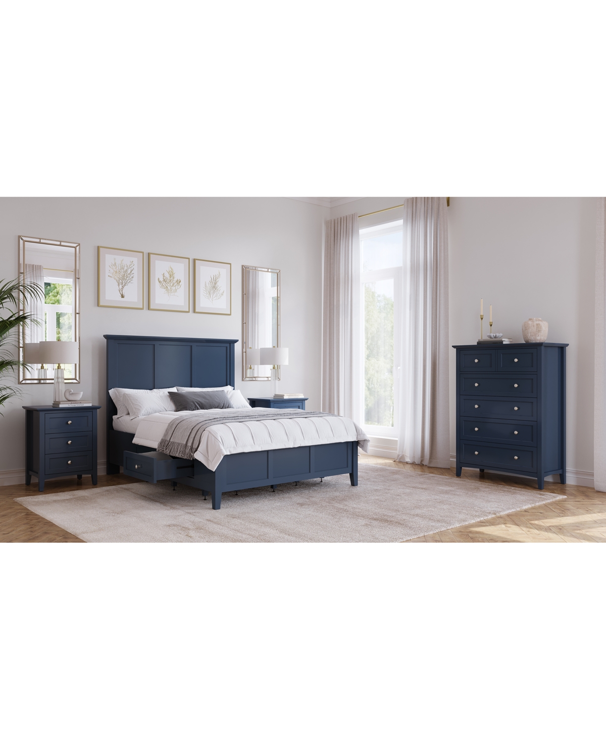 Macy's Hedworth California King Storage 3-pc. Set (bed, Chest & Nightstand) In Blue