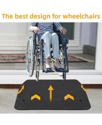 Rubber Threshold Ramp, 3.5" Rise Wheelchair Ramp Doorway, Recycled Rubber Power Curb Ramp Rated 33000 LBS Load Capacity, Non-Slip Textured Surface Rubber Ramp for Wheelchair Car Scooter