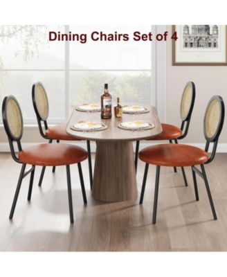 Dining Chairs Set of 2, Rattan Kitchen Chairs with Thicken Upholstered, Modern Dining Room Chairs Set of 2 (2, Black, 17“x18.1"x33.1") (Whiskey Brown, 4)