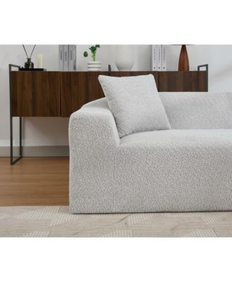 2 Piece Boucle Cloud Sofa Set, Upholstered Sofa Set, Modern 3 Seater and 2 Seater Sofa with MDF End Table for Living Room, Apartment,3+2 couch,Boucle, Light Gray