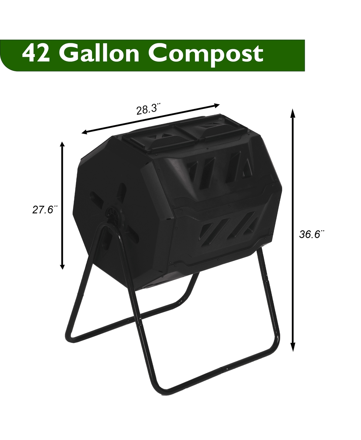 Slickblue Dual Tumbling Composter 42 Gallon Tumbler Composting Bin with Easy Turn System and Two Sliding Doors