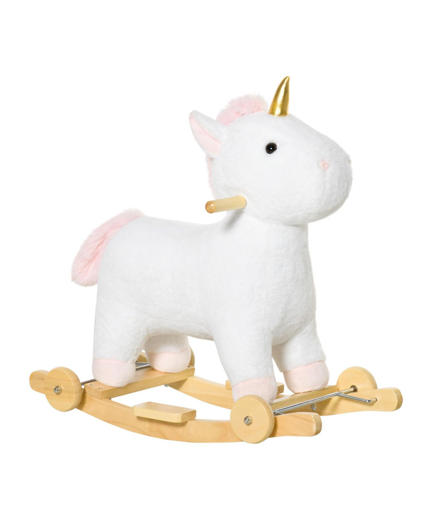 Детская игрушка Qaba 2 in 1 Glide Unicorn Interactive Sounds Rocking Horse, 99 lbs Capacity, 3–6 лет, цвет: Белый — фото 1