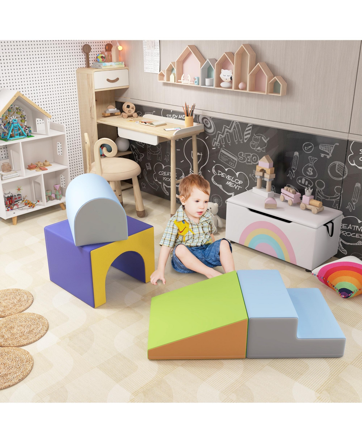 Qaba Soozier 4 Piece Climb and Crawl Activity Play Set Soft Secure Foam Playset