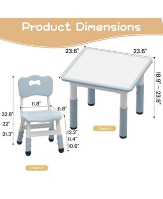 Kids Table and 2 Chairs Set with Graffiti Desktop, Height Adjustable Toddler Table and Chairs Set, 4 in 1 Activity Table Play Table for Reading, Drawing, Playing, Eating