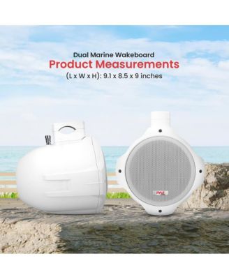 6.5" Marine Wakeboard Tower Speakers - 200W Waterproof, Dual Bullet Style, White (PLMRW65