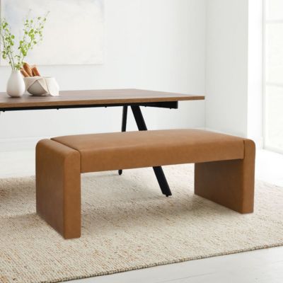 47" Faux Leather Upholstered Bedroom Waterfall Benches