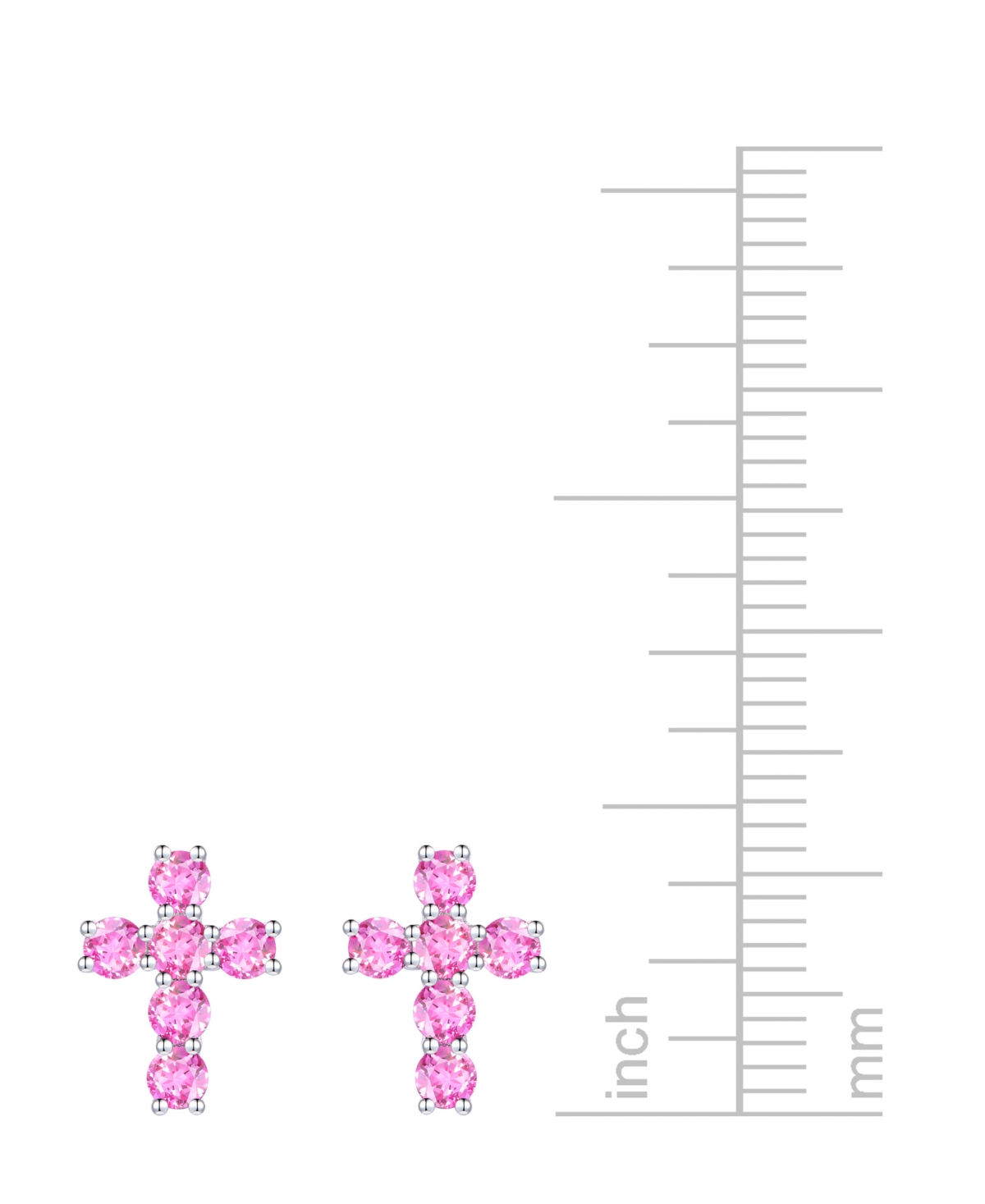 Macy's Lab Grown Sapphire Cross Stud Earrings (1 Ct. T.w.) In 10k White Gold (also In Lab Grow Ruby, Lab Gr In Pink Sapphire