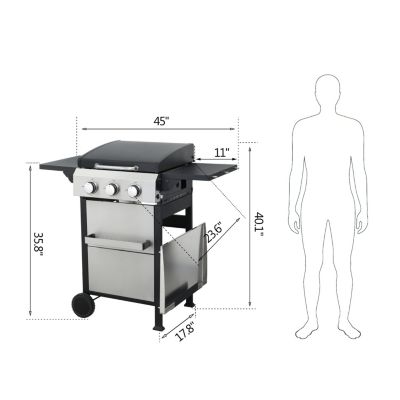 Streamdale 3-Burner Propane BBQ Grill with SS Plancha & 36900BTU