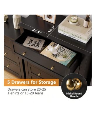 5-Drawer Wood Deep Storage Nickel Handle Modern Chest of Drawers