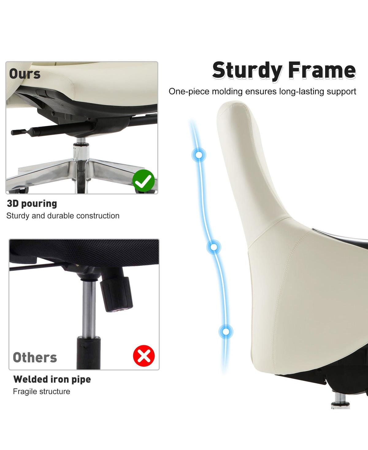 Slickblue Ergonomic Executive Office Chair Adjustable Height Leather Chair with Tilt Function for Comfort