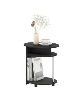 Mid-Century 3-Tier Oval End Table Space-Saving Nightstand Living Room Furniture w/Open Storage Shelf Accent Sofa Side Coffee Table