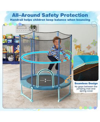 60'' Trampoline for Kids w/ Gymnastic Bar Rings Foamed Handle No Gap Design