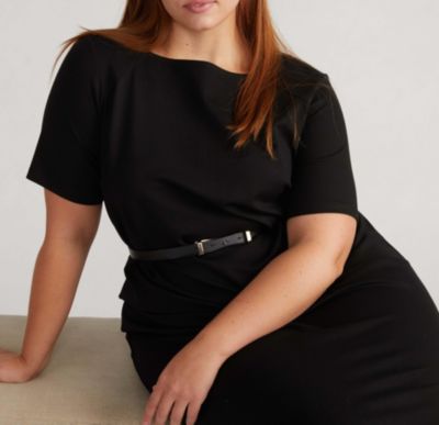 Plus Size Envelope Neck Ponte Dress