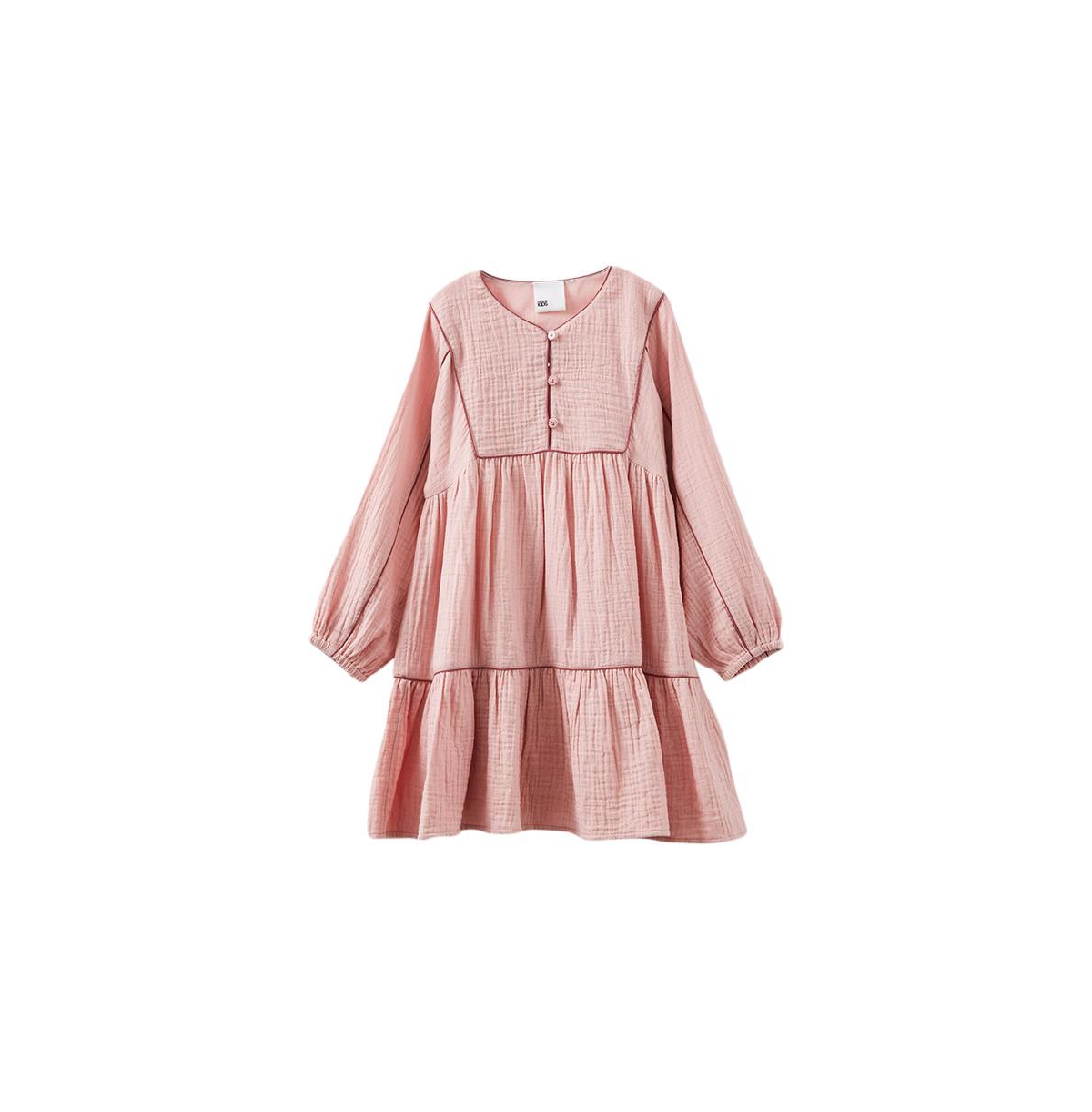 Cotton On Little Girls Little/Big Corra Long Sleeve Dress -vintage berry