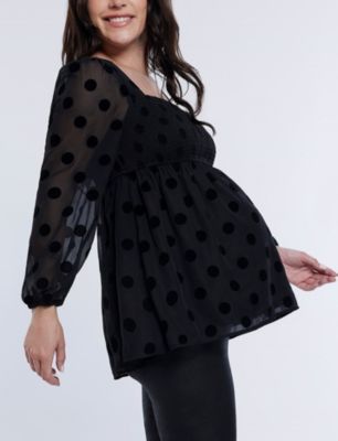 Maternity Smocked Square Neck Long Sleeve Babydoll Top - Motherhood